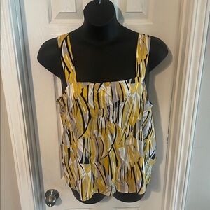 EUC Banana Republic Yellow and Blue Patterned Top Size XL